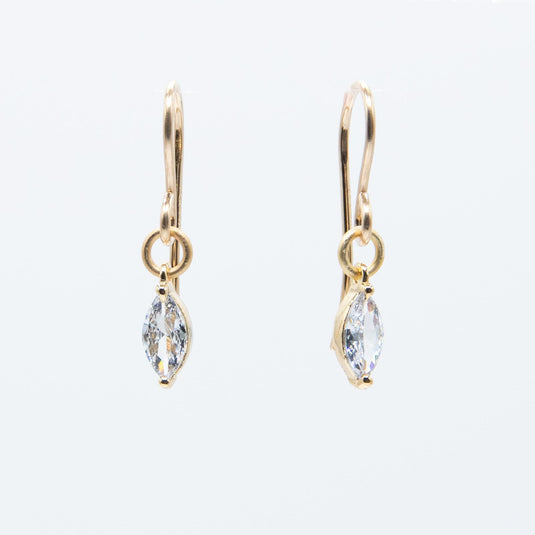 Tiny Crystal Marquis Gold Earrings