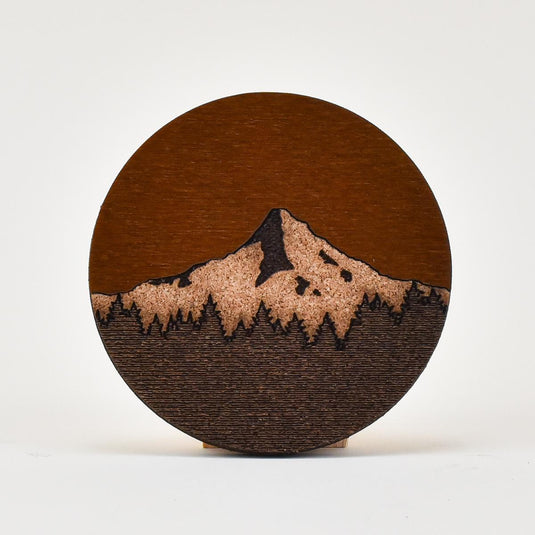 Path and Oak Dark Wood Mt Hood Coaster