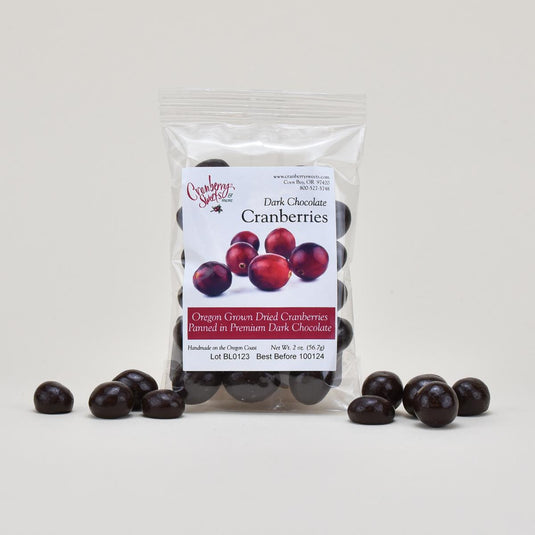 Cranberry Sweets Dark Chocolate Cranberries, 2oz front