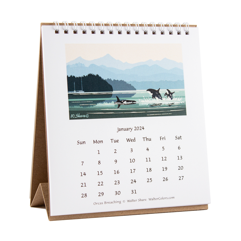 Load image into Gallery viewer, 2024 Oregon Coast Spiral Calendar open example
