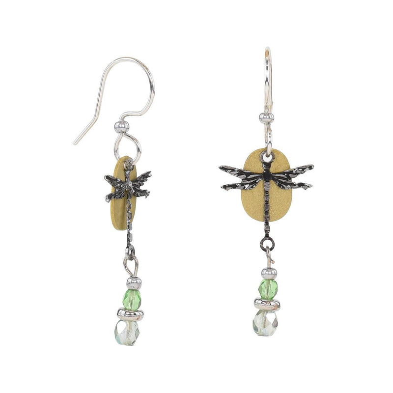Load image into Gallery viewer, Beautiful Medusa Dragonfly Earrings front side green
