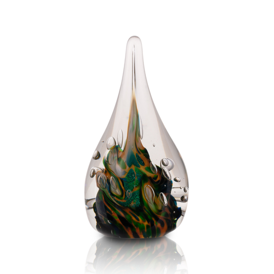 The Glass Forge Topaz Teal Flame Weight, Small