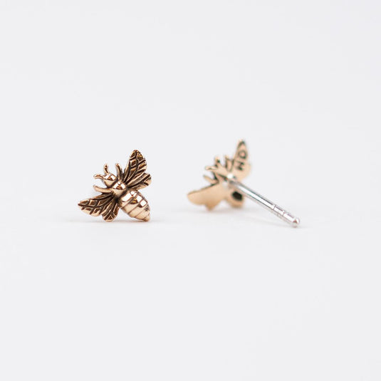 Elizabeth Jewelry Bronze Bee Stud Earrings