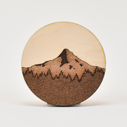 Path and Oak Light Wood Mt Hood Coaster