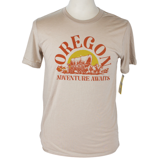 Adventure Awaits Oregon Trail T-Shirt front on form