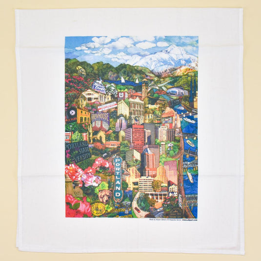Portland Cityscape Tea Towel