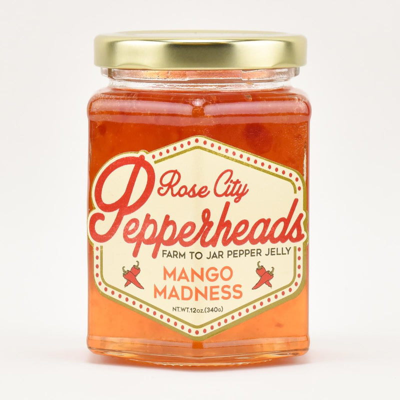 Load image into Gallery viewer, Rose City Pepperheads Mango Madness Jelly, 12oz.
