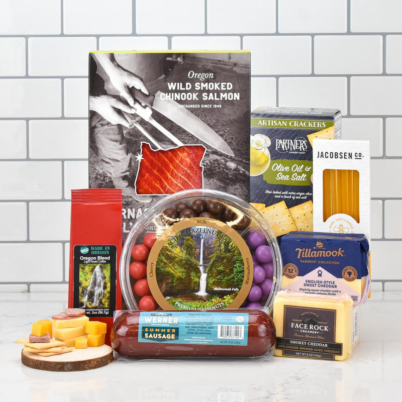 Load image into Gallery viewer, Columbia Gorge Cheese Gift Basket unboxed
