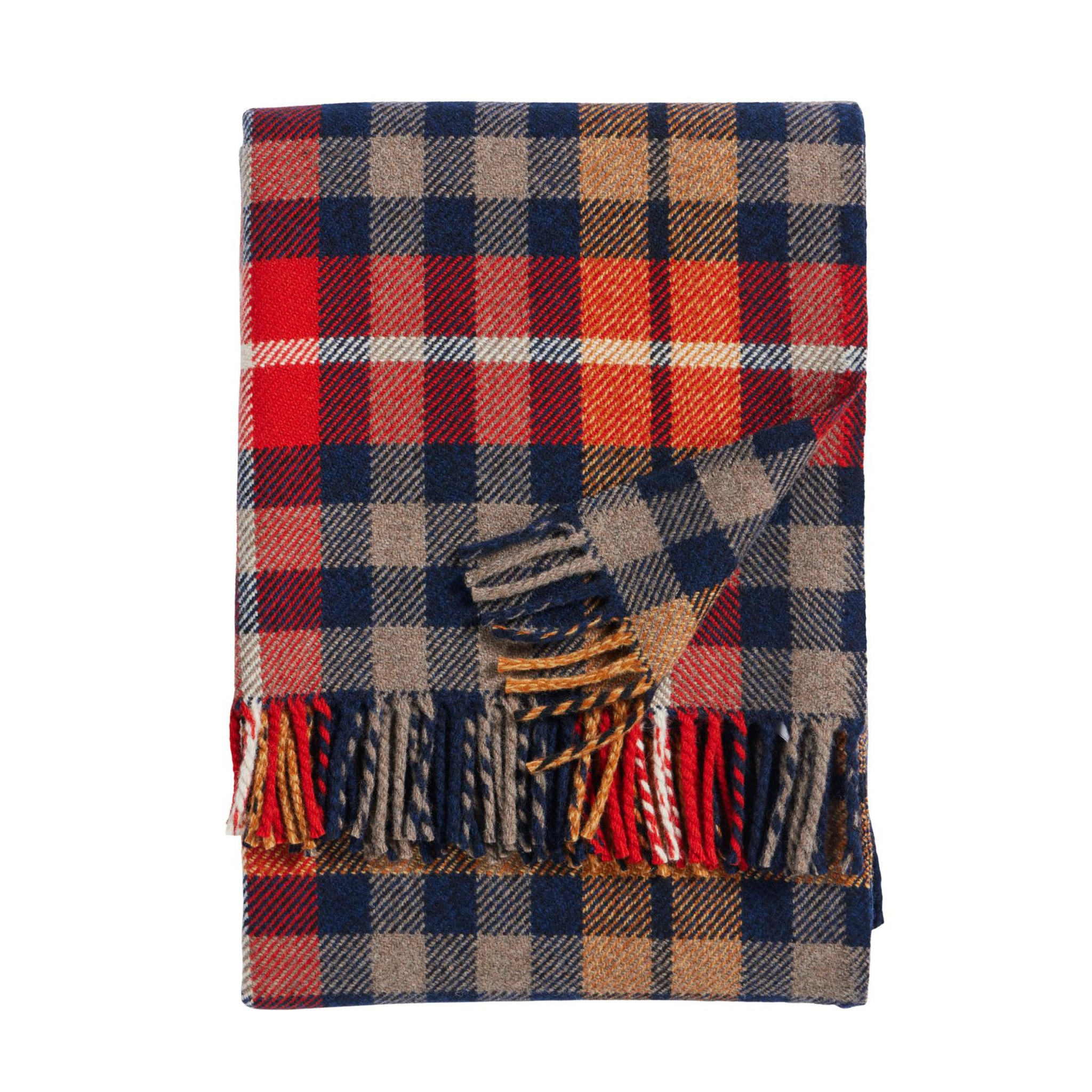 Pendleton Hickory Navy/Rust Jacquard Wool Blanket, Throw – Made In