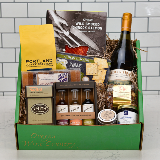 Adelsheim Vineyard Exquisite Edibles Gift Basket in signature gift box.