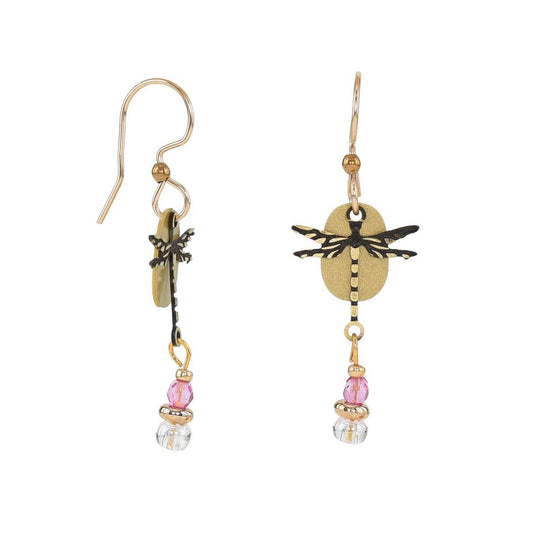 Beautiful Medusa Dragonfly Earrings front side pink