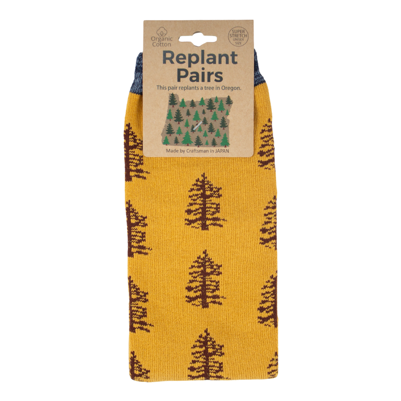 Load image into Gallery viewer, Replant Pairs Mustard Tree Socks
