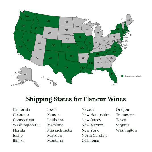 shipping states for flaneur wines us map