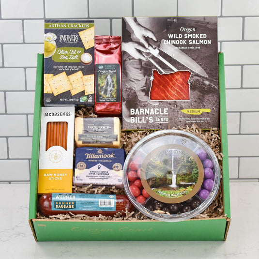 Columbia Gorge Cheese Gift Basket in eco friendly gift box