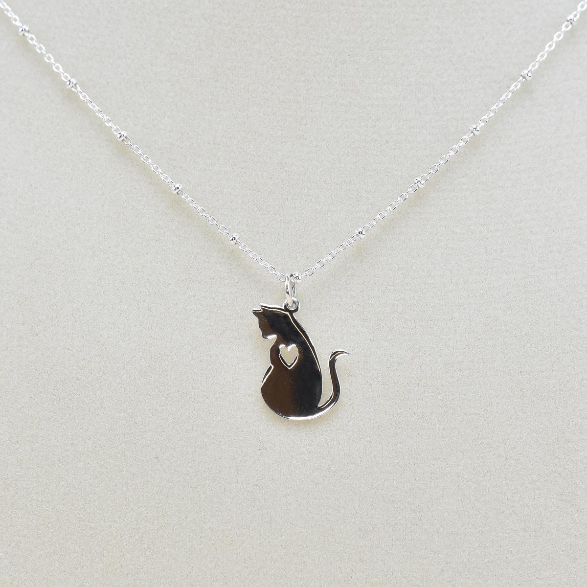 Elizabeth Jewelry Cat with Heart Necklace | Made In Oregon