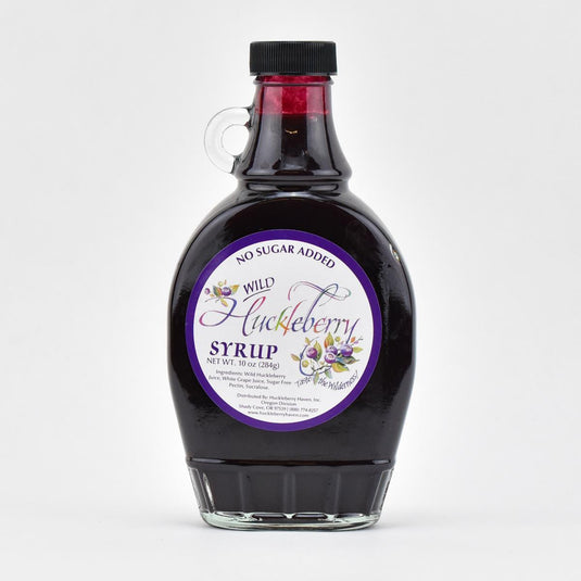 Huckleberry Haven Sugar Free Wild Huckleberry Syrup, 10oz. front of bottle