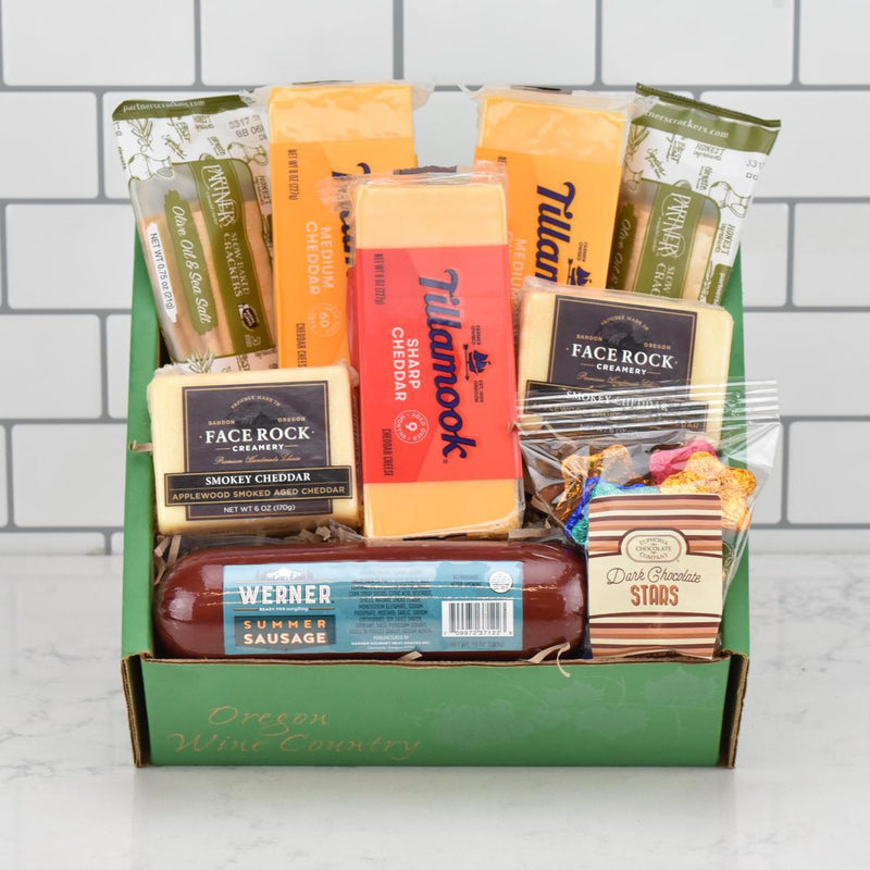 Load image into Gallery viewer, Cheese Enthusiast Gift Basket in eco friendly gift box
