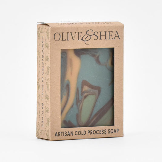 Olive & Shea Northwest Forest Soap in box