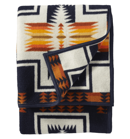 Pendleton Harding Navy Robe Wool Blanket, Twin