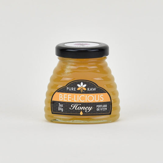 Bee licious honey 3 oz front of bottle
