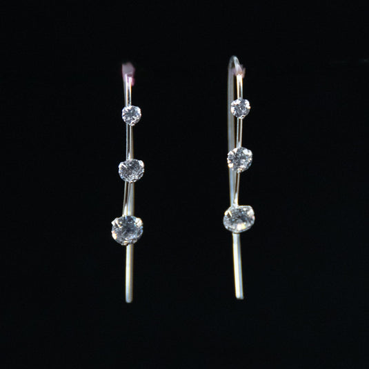 Trio CZ Drop Hook Earrings