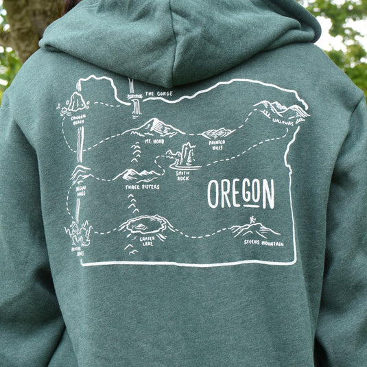 Travel Tee Explore Oregon Map Full-Zip Hoodie Sweatshirt