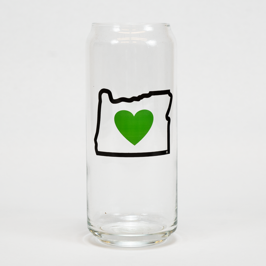 Heart in Oregon Can Pint Glass