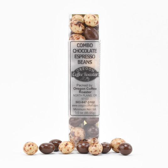 Oregon Coffee Roasters Milk and White Chocolate Espresso Beans, 3oz front label