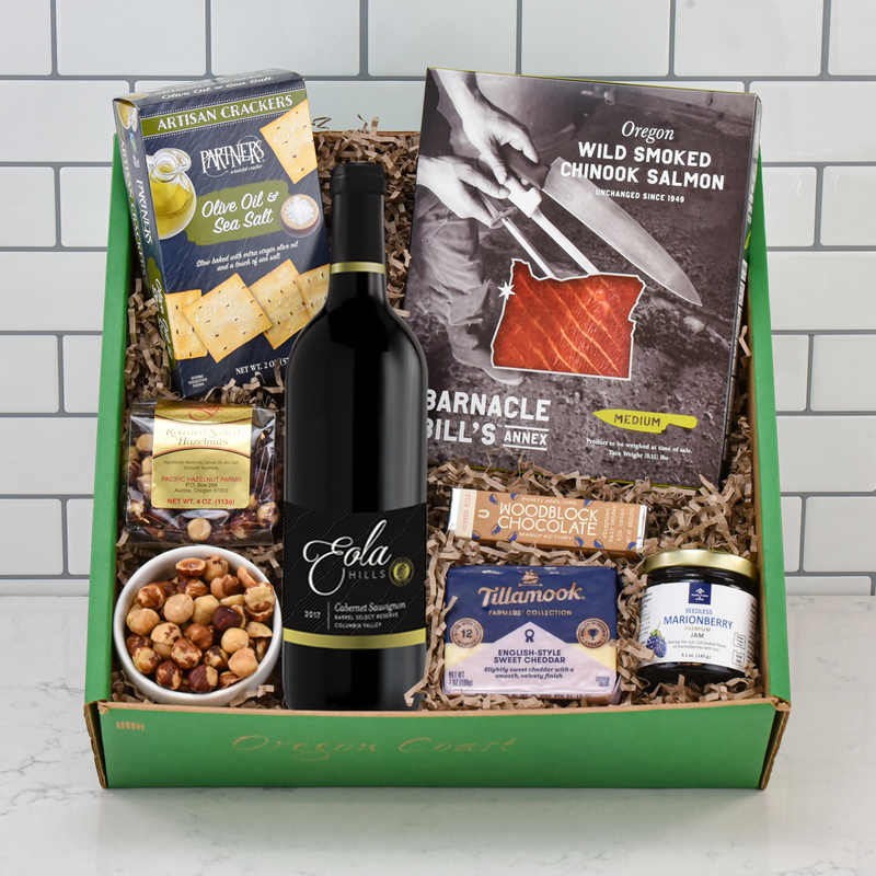 Load image into Gallery viewer, Eola Hills Escape Wine Gift Basket in eco friendly gift box

