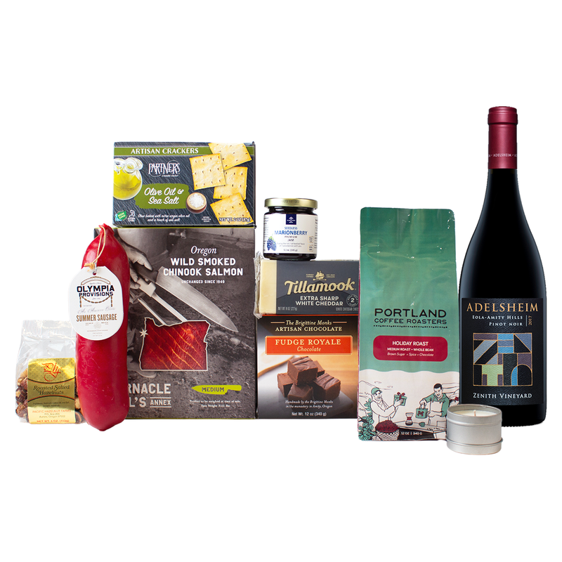 Load image into Gallery viewer, Adelsheim Cascade of Oregon Charcuterie Gift Basket with Zenith Vineyard Pinot Noir
