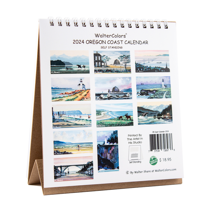 Load image into Gallery viewer, 2024 Oregon Coast Spiral Calendar back
