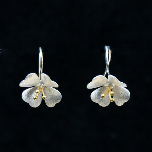 Sterling Silver Flower Drop Earrings