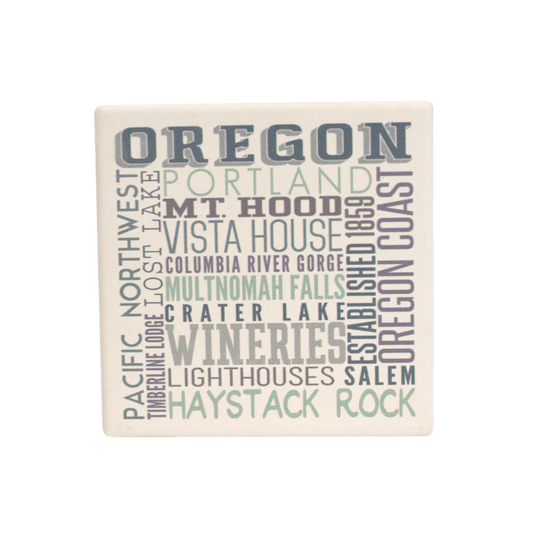 Oregon Life Typography & Icons Coaster