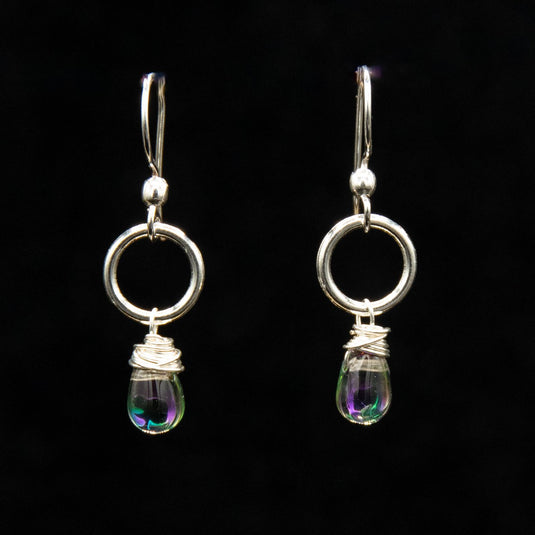 Rain Drop With Hoop Earrings, Assorted Colors