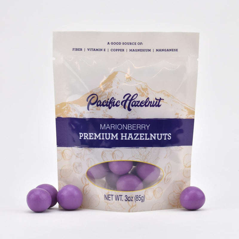 Load image into Gallery viewer, Marionberry chocolate covered hazelnuts from Pacific Hazelnut Farms