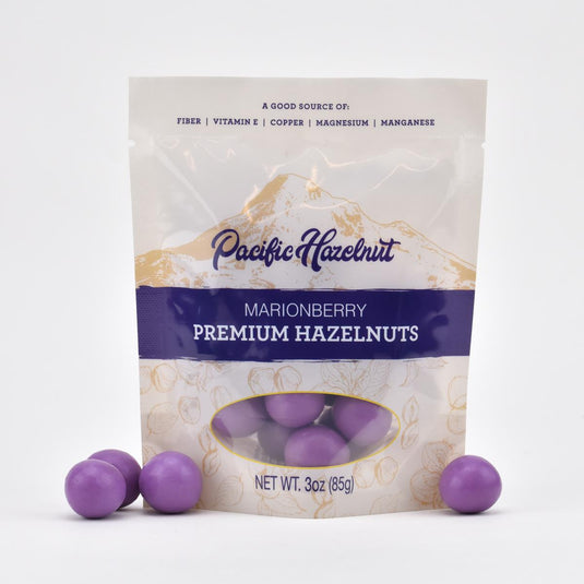 Marionberry chocolate covered hazelnuts from Pacific Hazelnut Farms