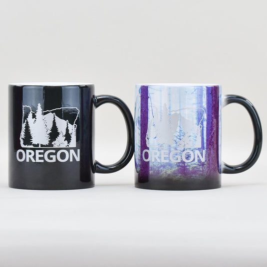 Color Changing Oregon Sasquatch Mug side by side