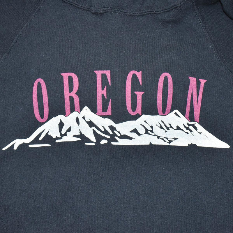 Load image into Gallery viewer, Be Oregon Hoodie Sweatshirt Oregon Mountains logo close up front
