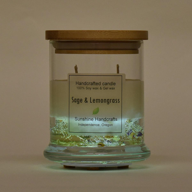 Load image into Gallery viewer, Light Up Sage &amp; Lemongrass Botanical Gel Candle
