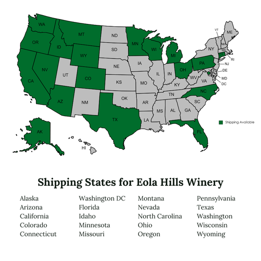 shipping states for eola hills winery map