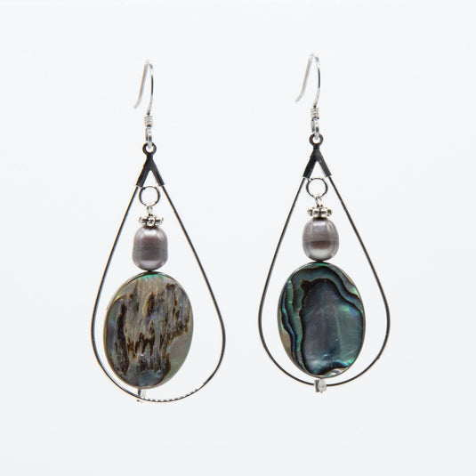 Teardrop Abalone Dangle Earrings