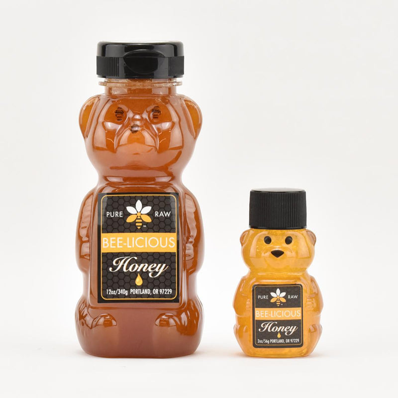 Load image into Gallery viewer, Bee-Licious Pure and Natural Clover Honey Bear, 2oz.

