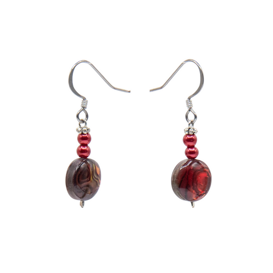Red Abalone Drop Earrings