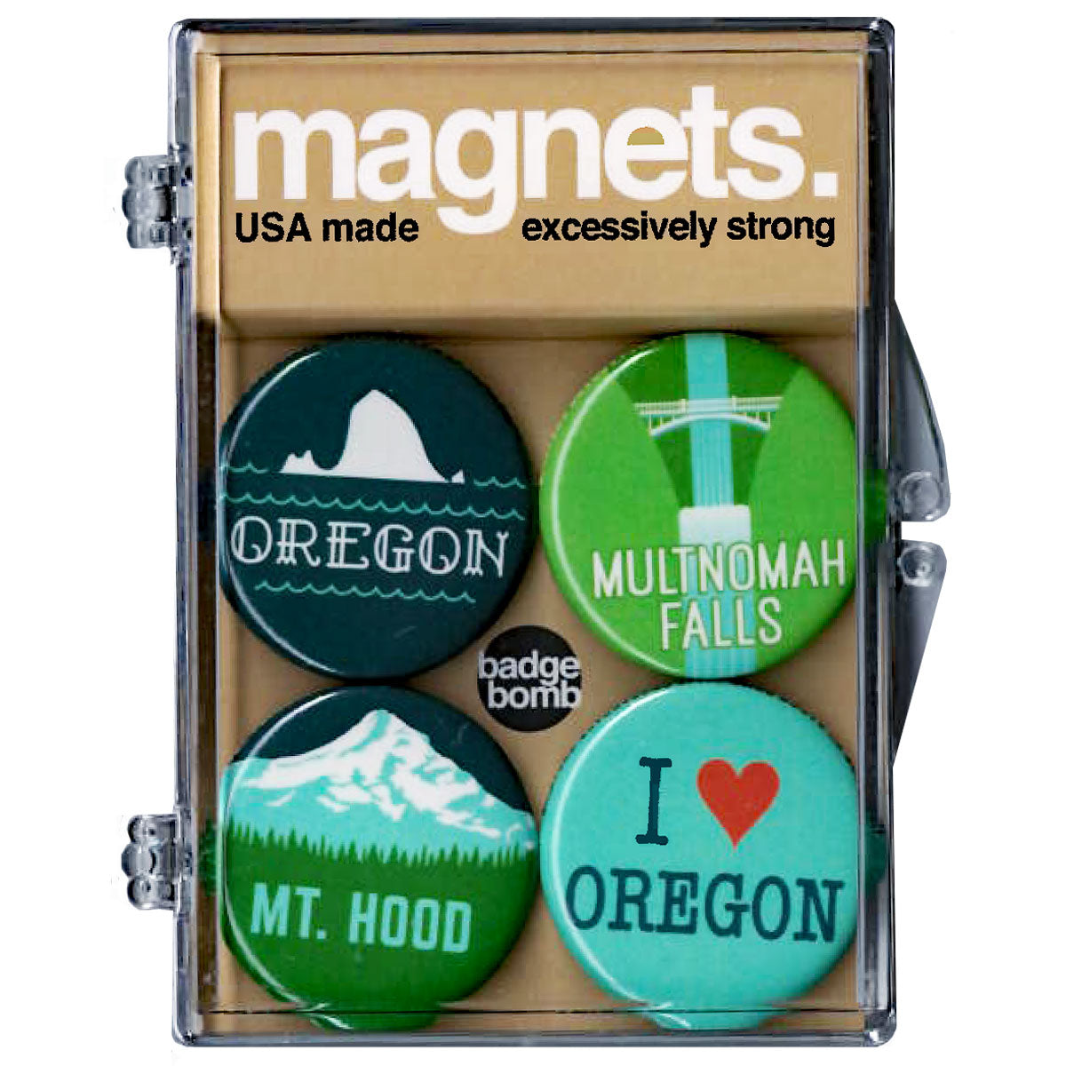 Oregon Scenic Badge Bomb, 4pc Made in Oregon Made In Oregon