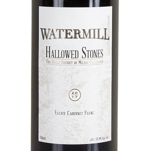 2017 Watermill Cab Franc - Hallowed Stones, label close up