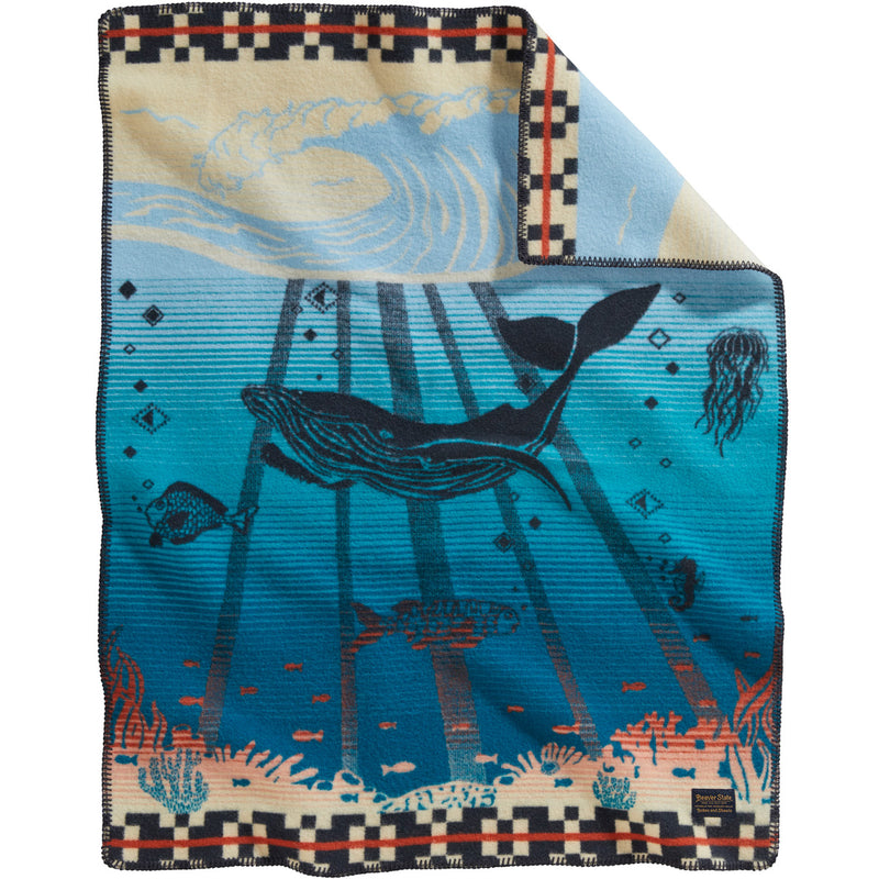 Load image into Gallery viewer, Pendleton Tide School Whale Muchacho Wool Baby Blanket, Crib
