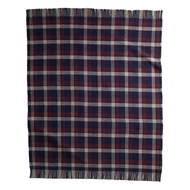 Load image into Gallery viewer, Pendleton Eco-Wise Navy Kelso Plaid Washable Wool Blanket Throw Open
