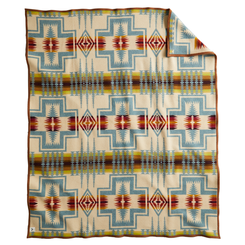 Load image into Gallery viewer, Pendleton Shale Harding Jacquard Wool Blanket Twin Back
