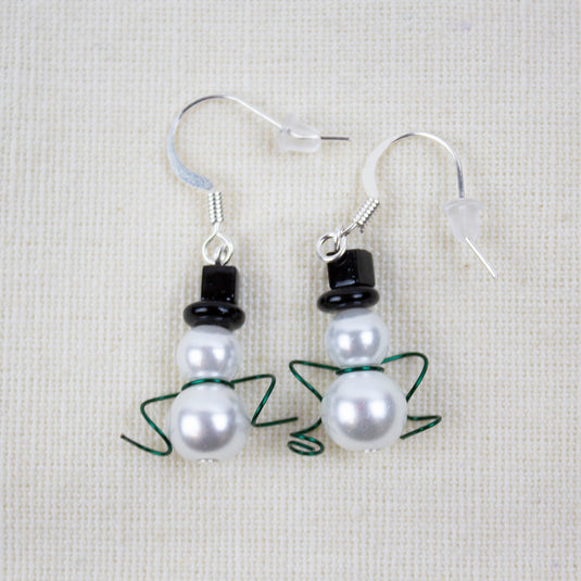 SwarovskiÂŽ Crystal / Glass Pearl Snowman Earrings, Designs By Heidi