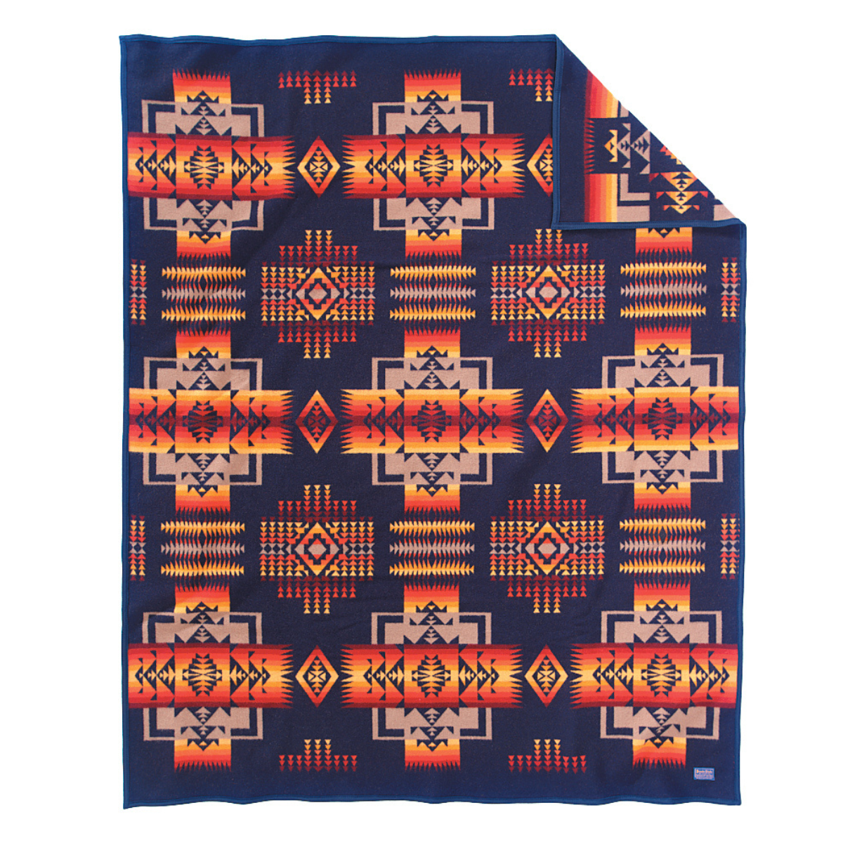 Pendleton Chief Joseph Navy Wool Blanket Twin Made In Oregon